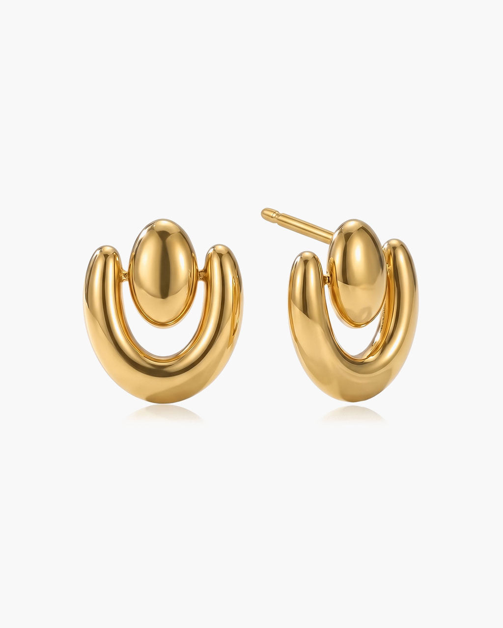 Modern Door Knocker Statement Waterproof Gold Earrings