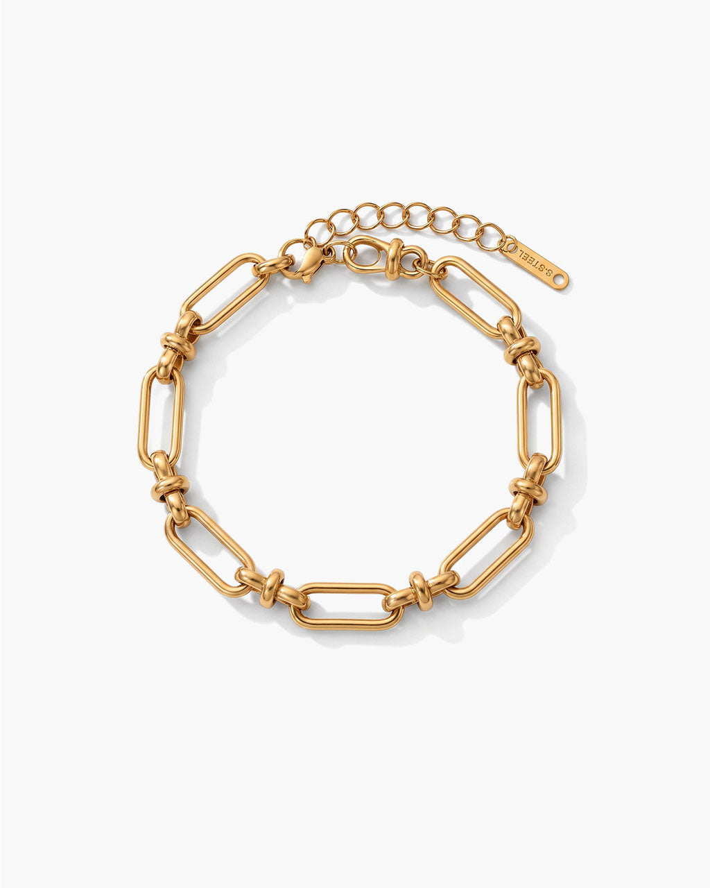 Modern Knot Paperclip Chain Waterproof Gold Bracelet