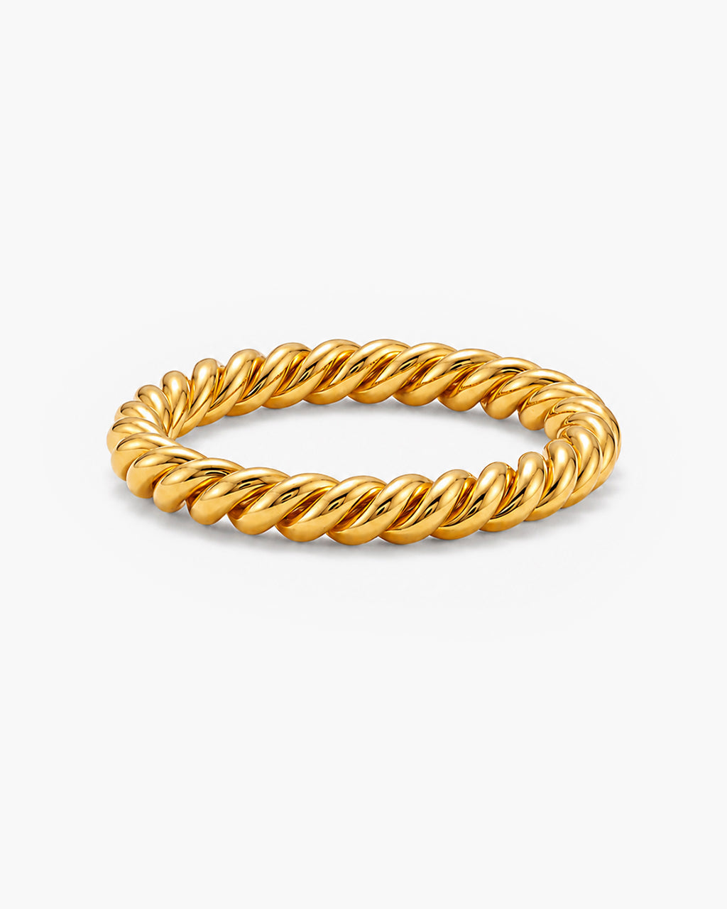 Modern Luxury Twisted Rope Band Waterproof Gold Ring