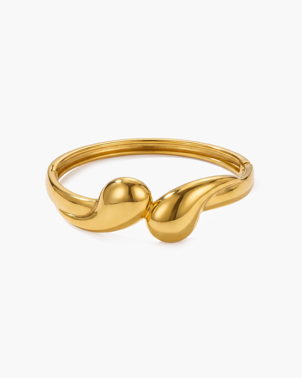 Modern Polished Double Teardrop Waterproof Gold Bangle