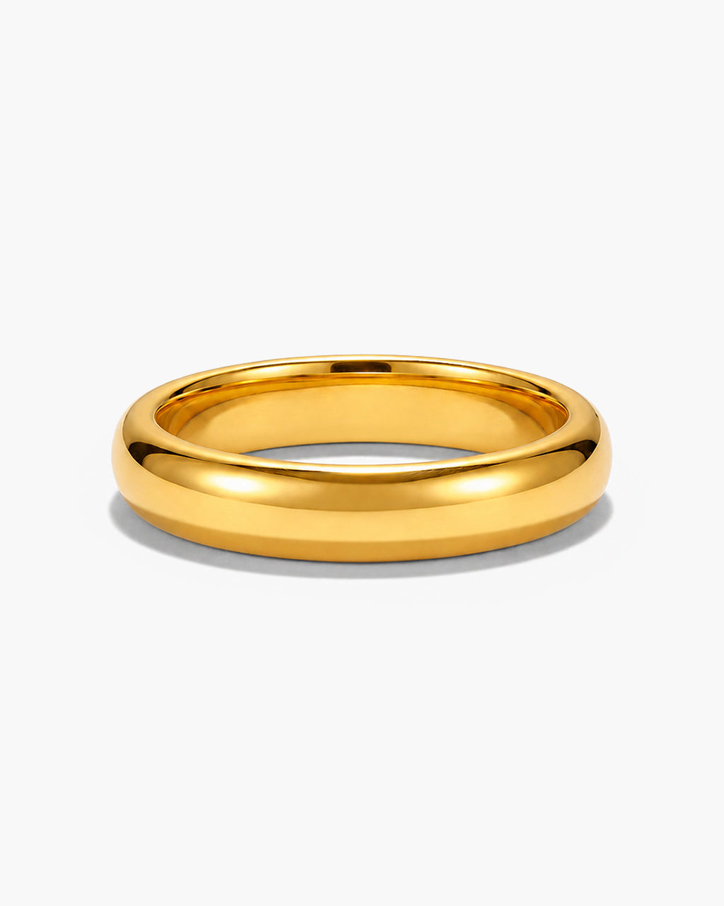 Modern Polished Rounded Dome Band Waterproof Gold Ring