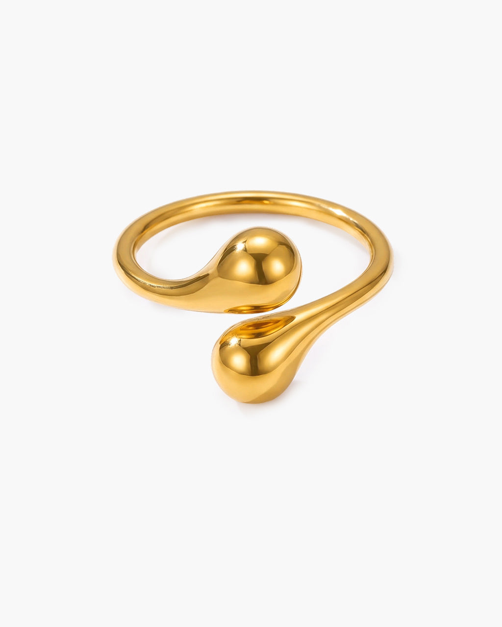 Modern Polished Teardrop Bypass Waterproof Gold Ring