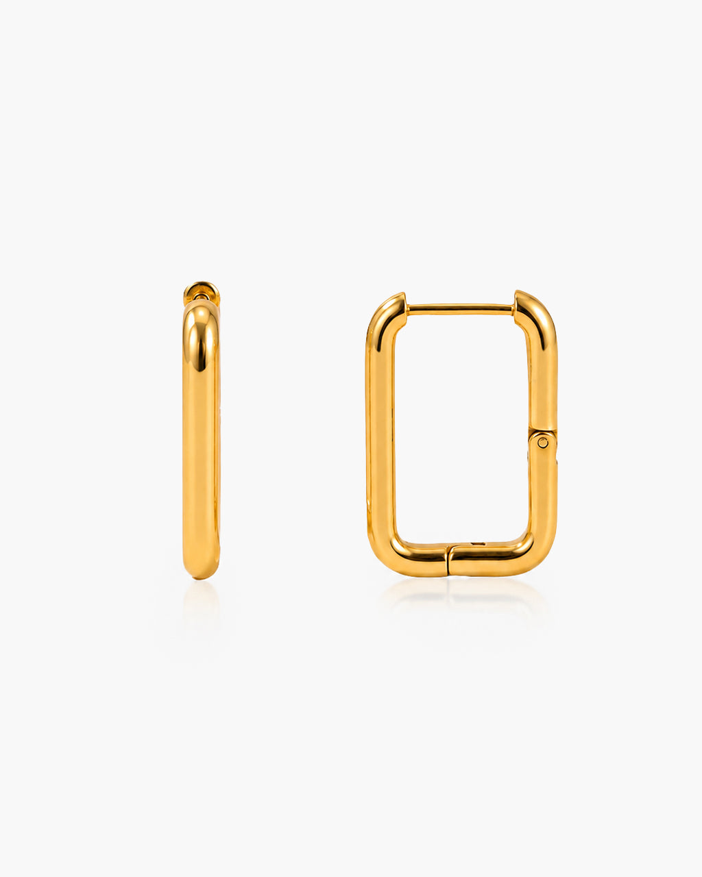 Modern Rectangular U Hoop Waterproof Gold Earrings