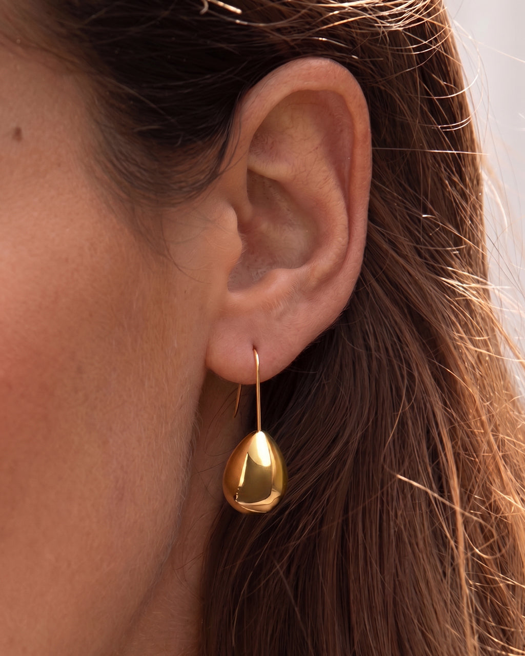 Modern Teardrop Threader Waterproof Gold Earrings