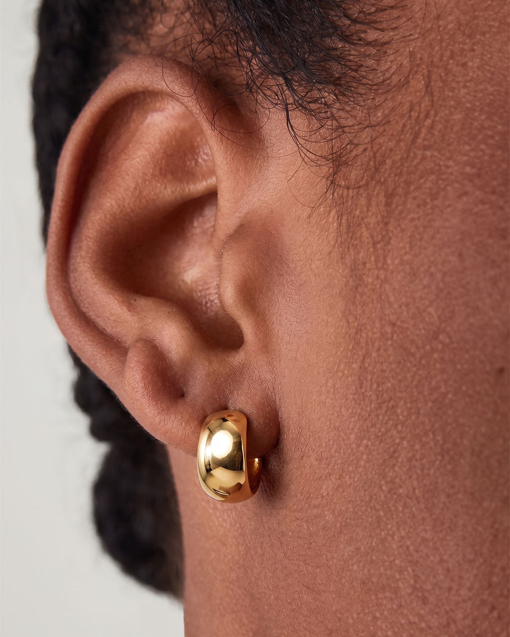 Modern Wide Open C Hoop Stud Waterproof Gold Earrings