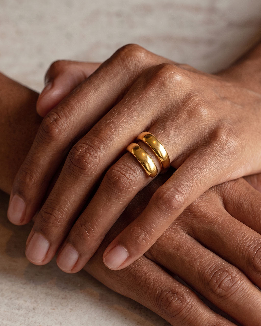 Modern Wide Open Wraparound Waterproof Gold Ring