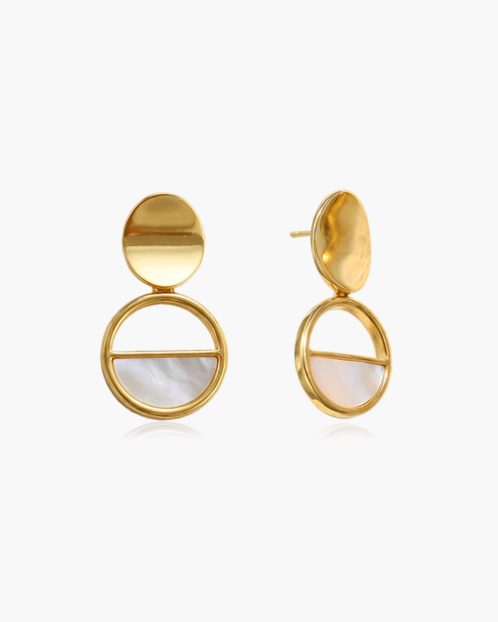 Mother of Pearl Horizon Stud Waterproof Gold Earrings