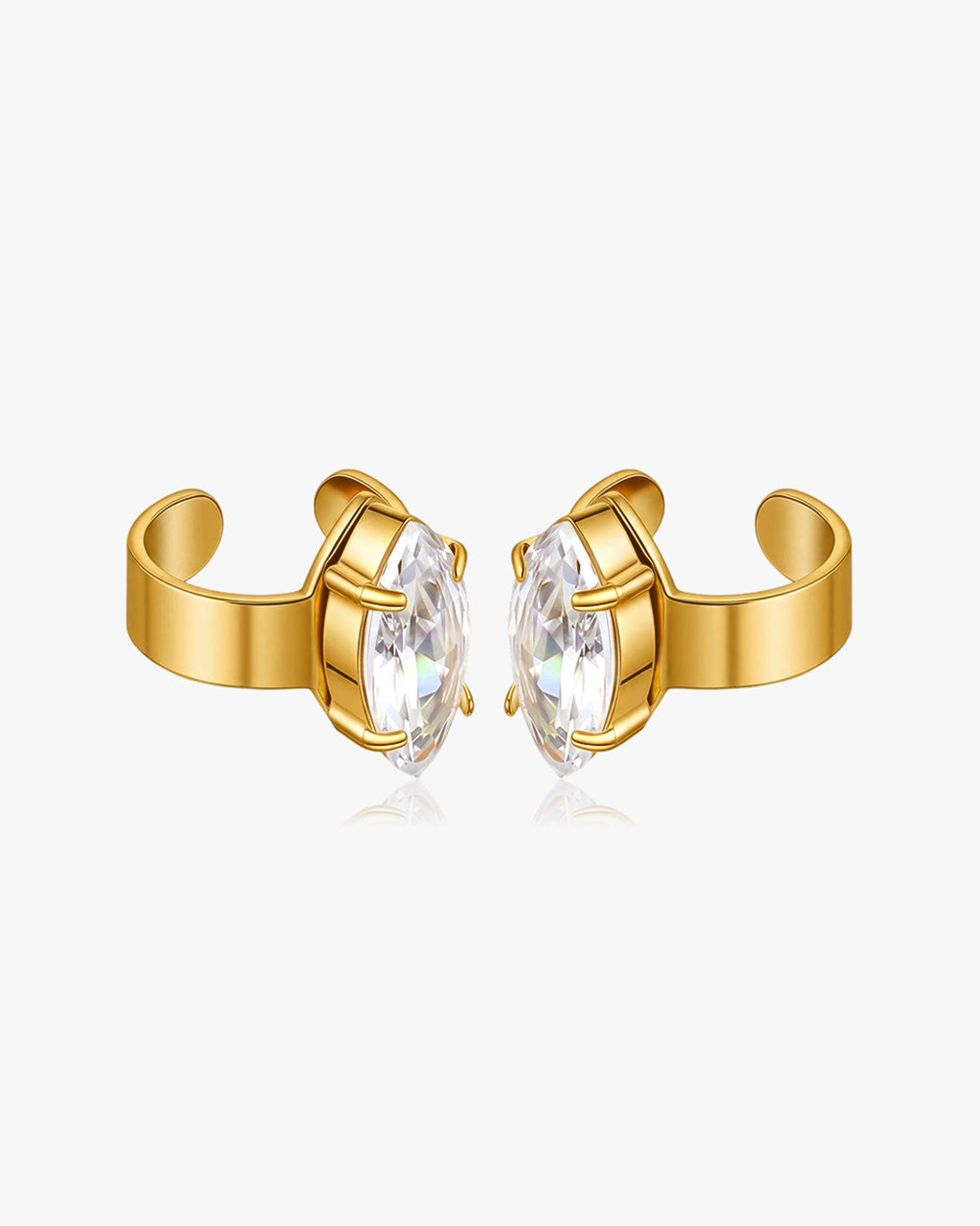 Multi Cut Solitaire Cuff Waterproof Gold Earrings