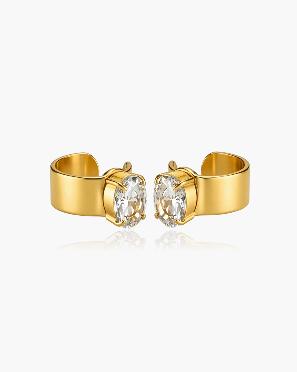 Multi Cut Solitaire Cuff Waterproof Gold Earrings