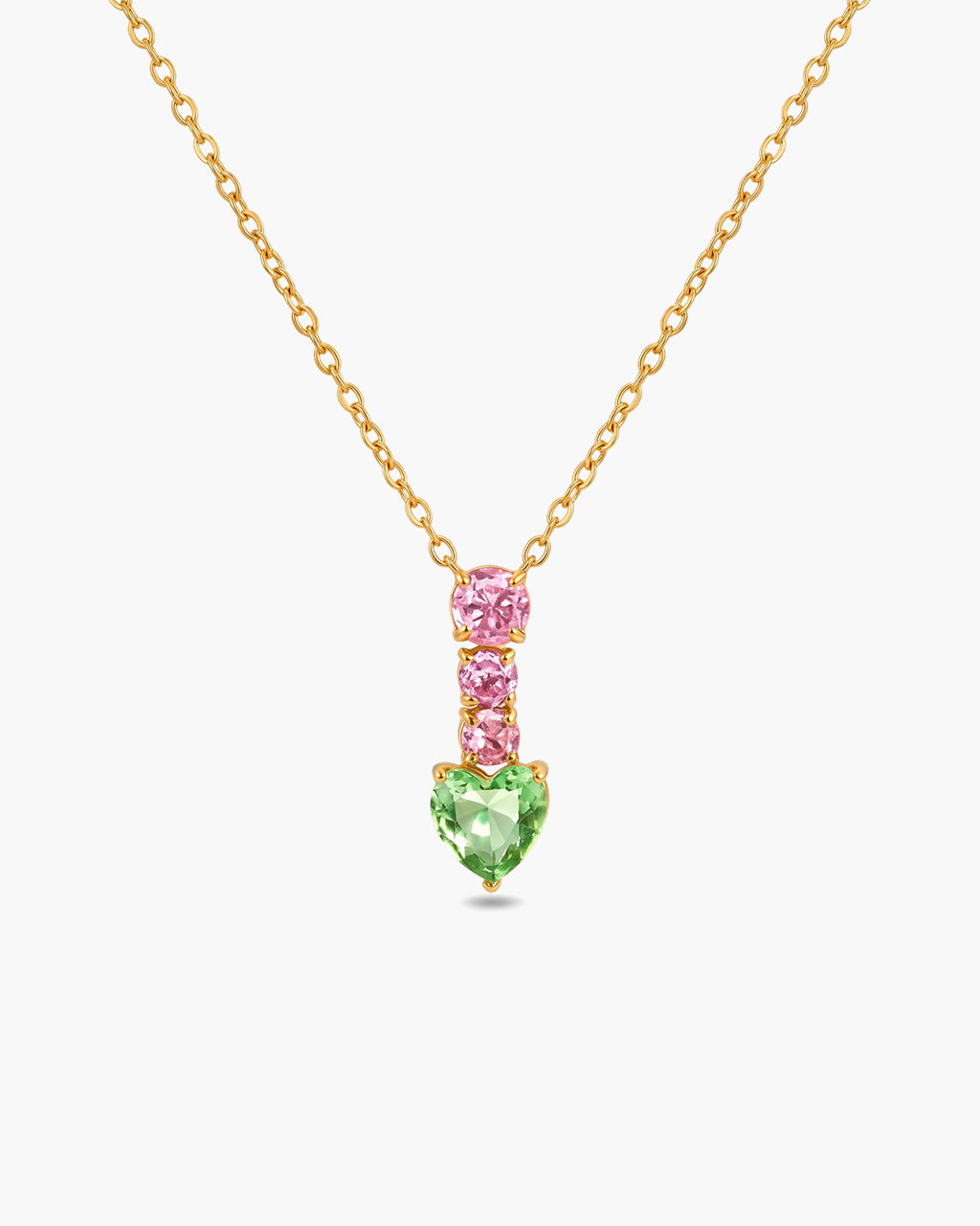 Multi Four Stone Linear Drop Waterproof Gold Necklace