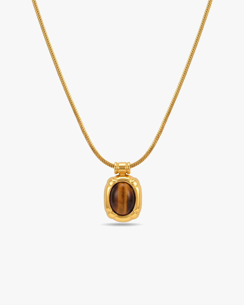 Natural Cabochon Pendant Waterproof Gold Necklace