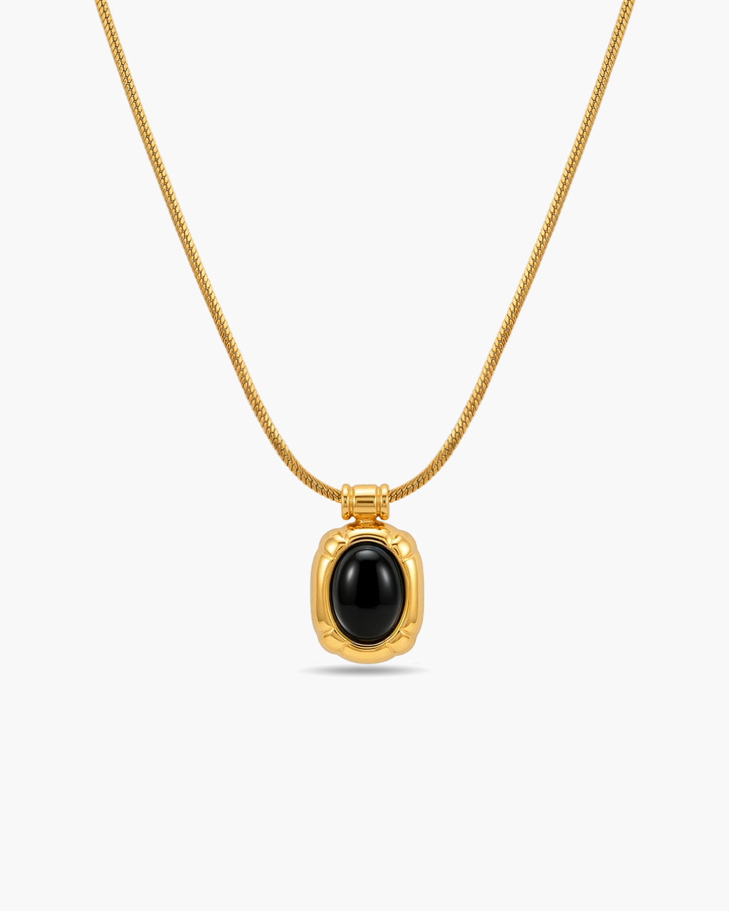 Natural Cabochon Pendant Waterproof Gold Necklace