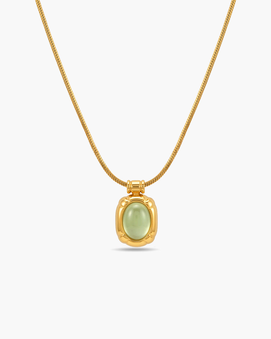 Natural Cabochon Pendant Waterproof Gold Necklace