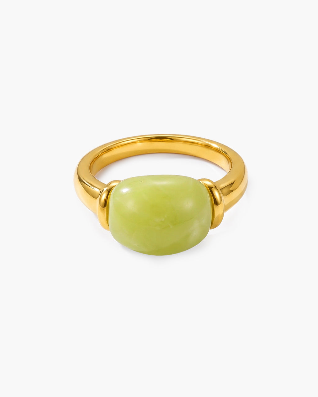 Natural Resin Dome Stone Band Waterproof Gold Ring