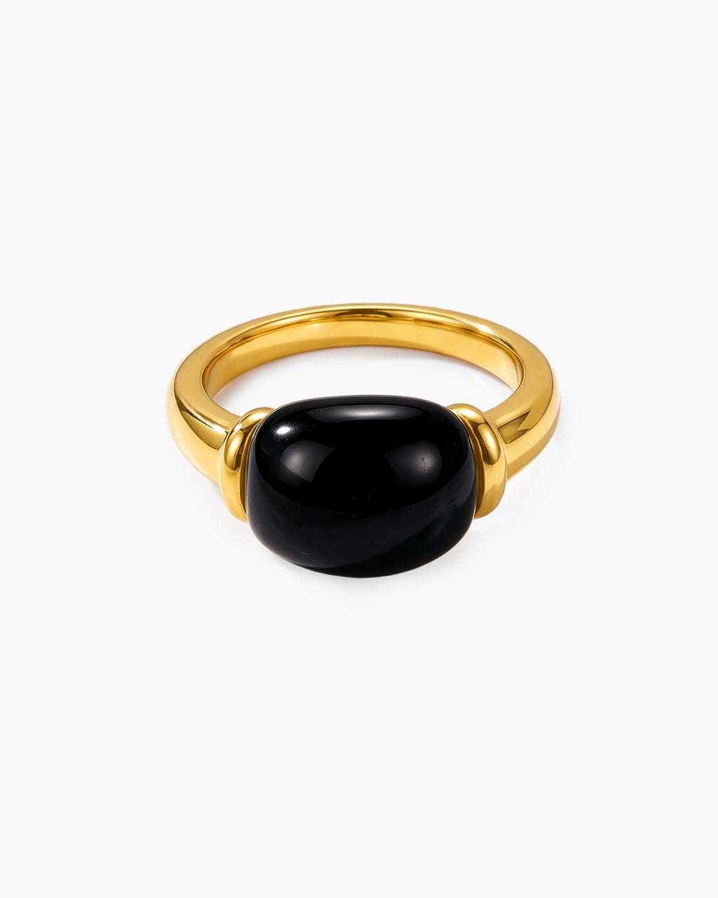 Natural Resin Dome Stone Band Waterproof Gold Ring
