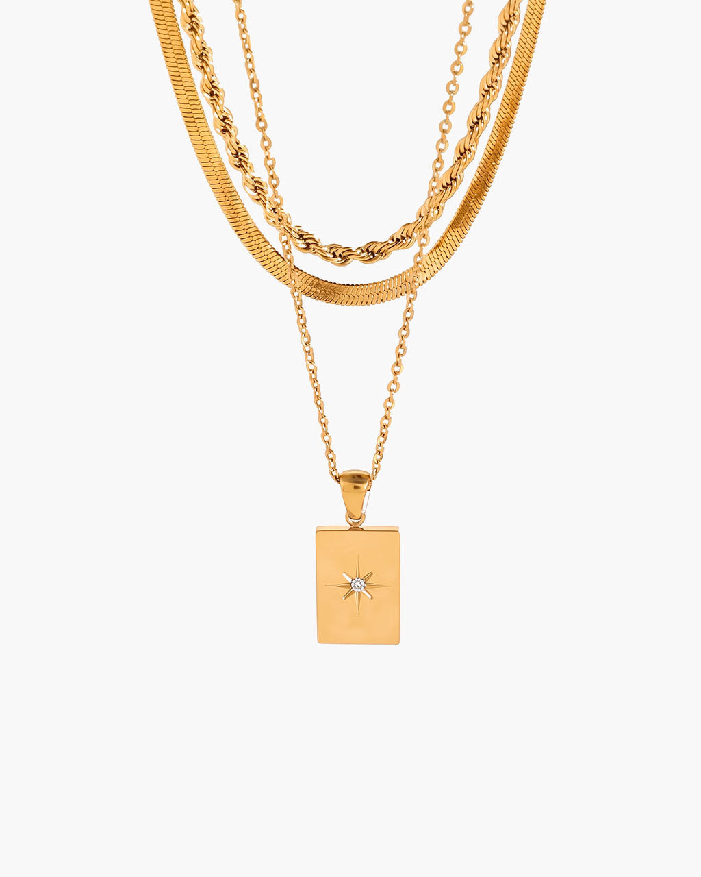 Notch Star Triple Layer Gold Waterproof Necklace Bundle