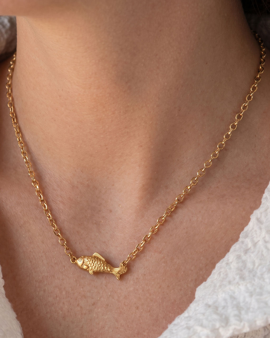 Ocean Goldfish Pendant Waterproof Gold Necklace