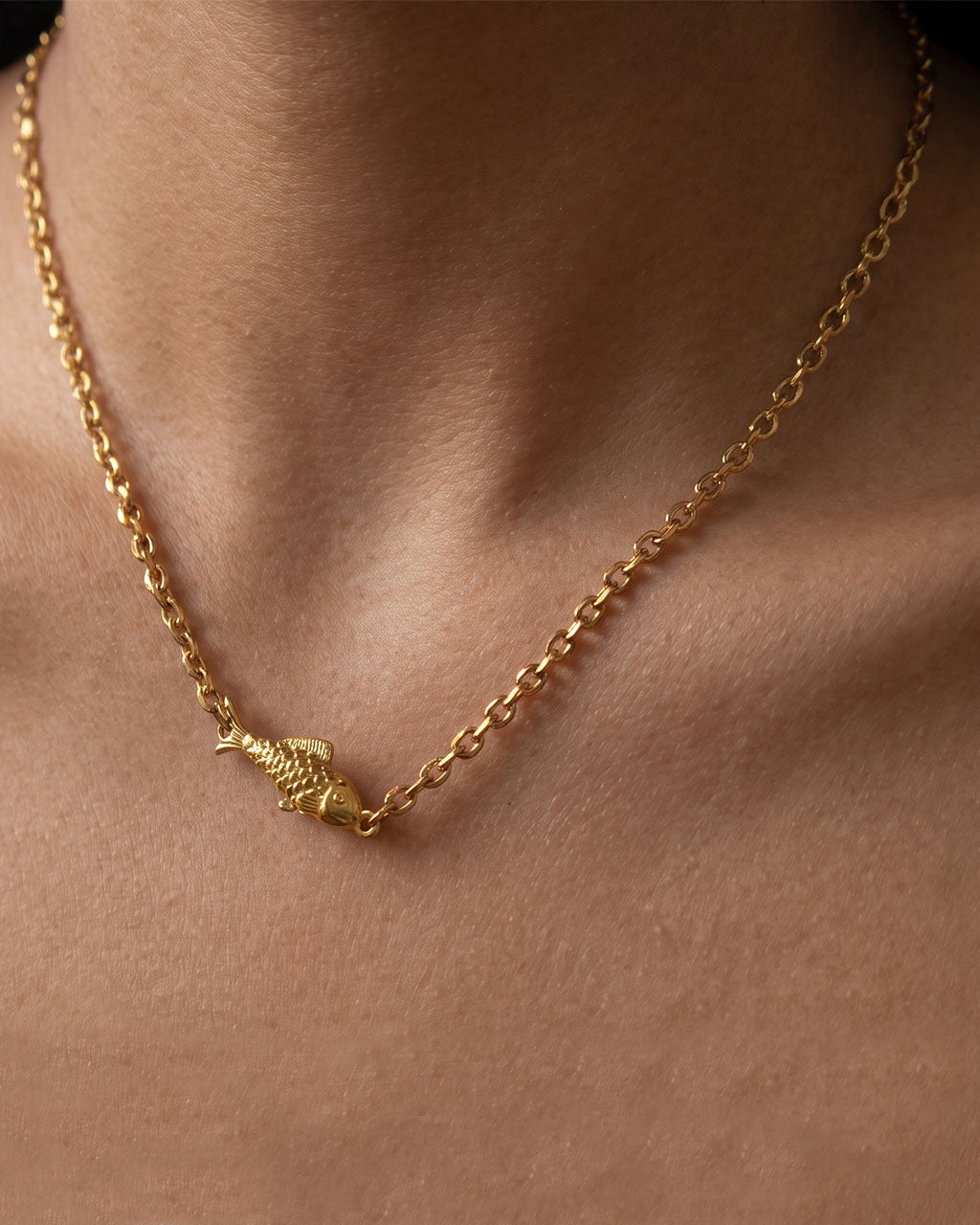 Ocean Goldfish Pendant Waterproof Gold Necklace