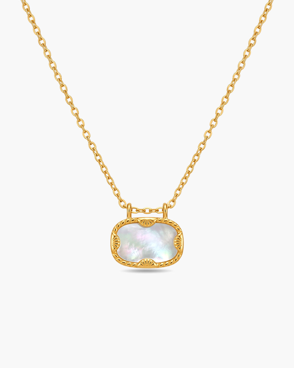 Ocean Mirror Mother of Pearl Waterproof Gold Necklace