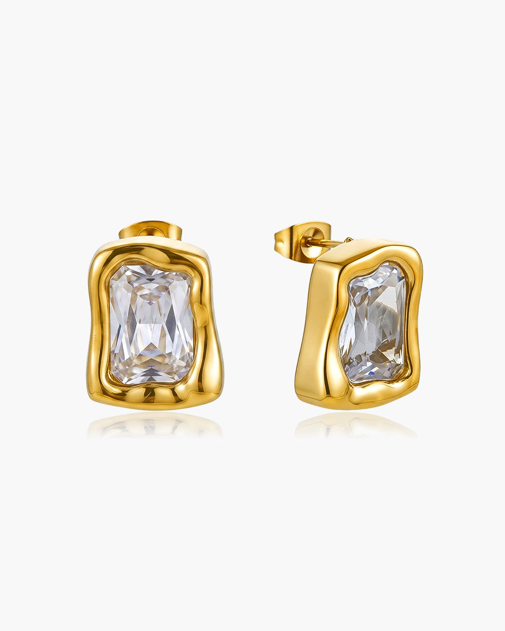 Organic Chunky Stone Waterproof Gold Stud Earrings