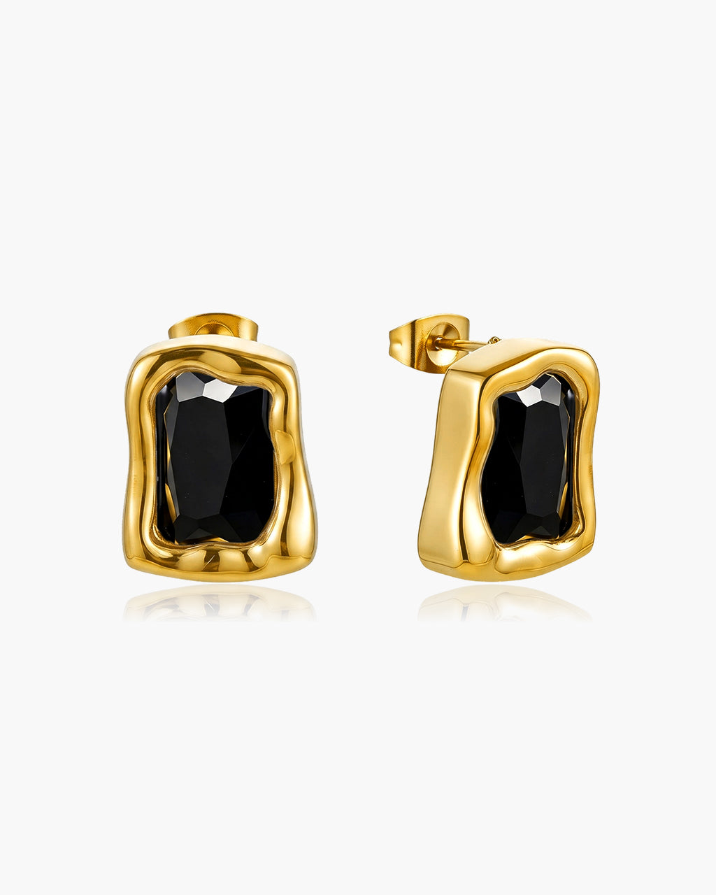 Organic Chunky Stone Waterproof Gold Stud Earrings