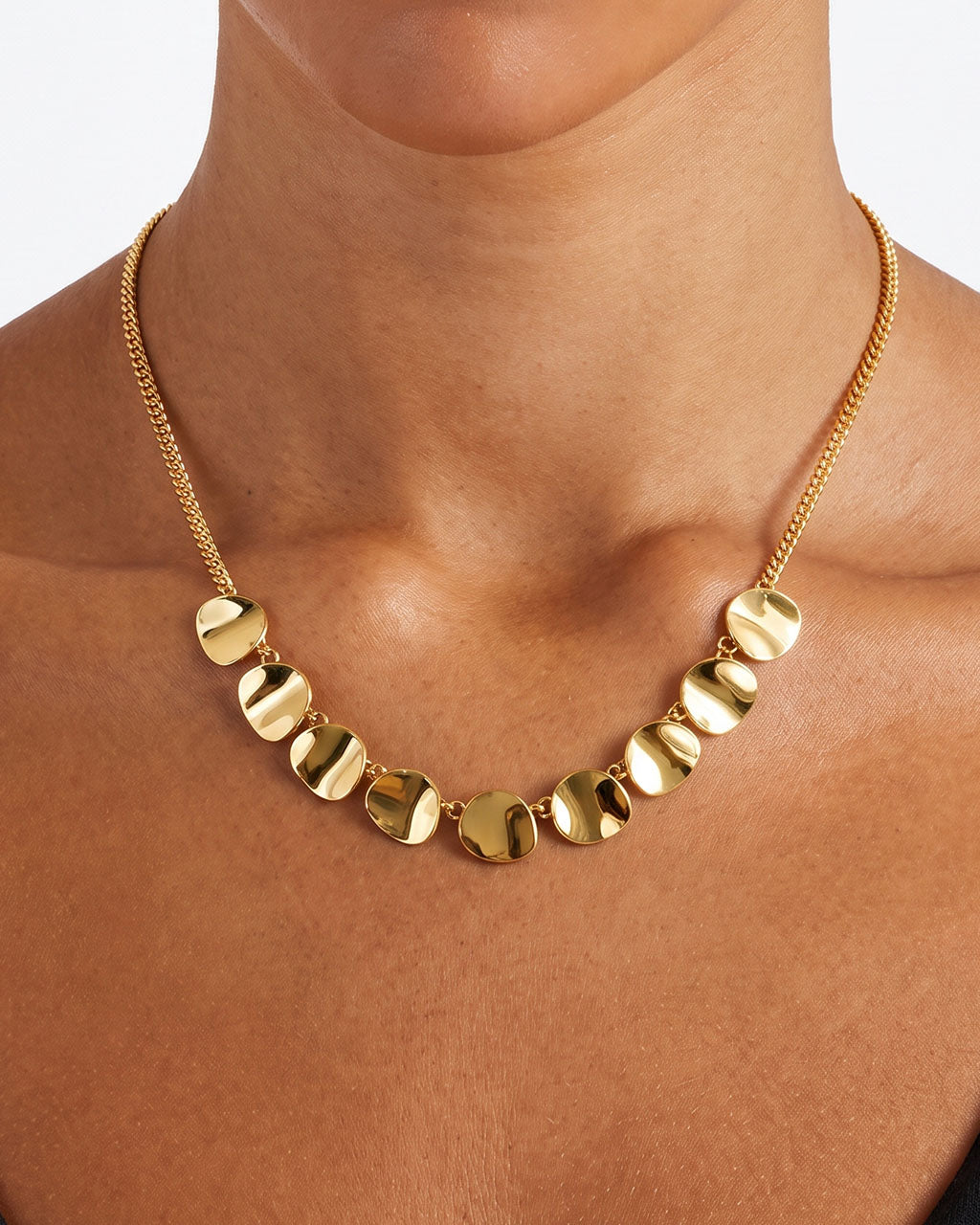 Organic Disc Station Waterproof Gold Necklace