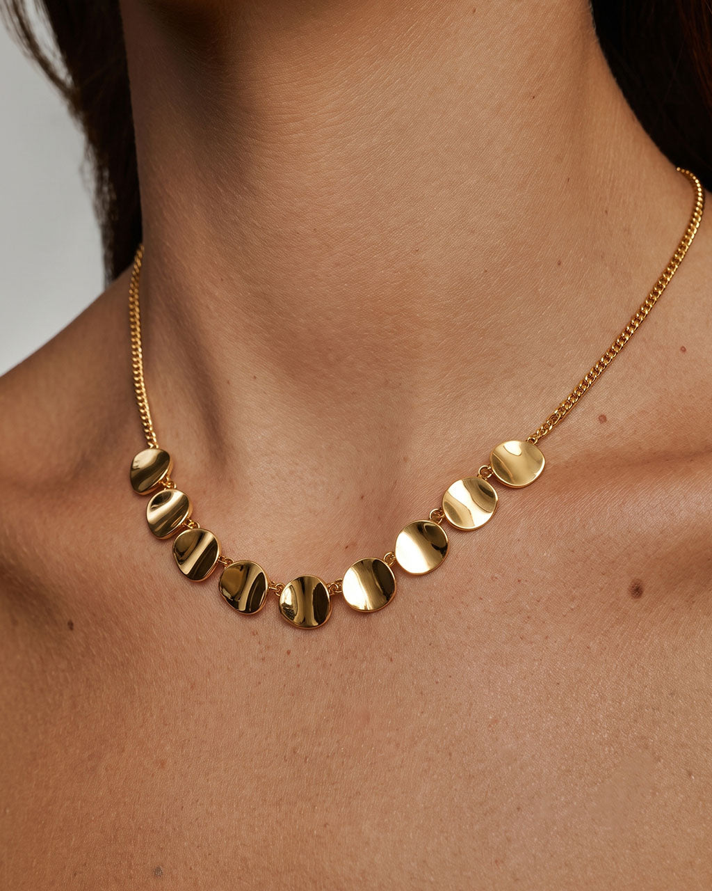 Organic Disc Station Waterproof Gold Necklace