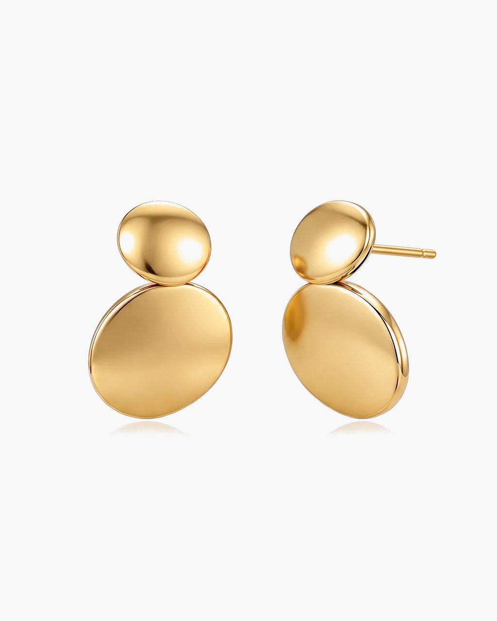 Organic Double Pebble Stud Waterproof Gold Earrings