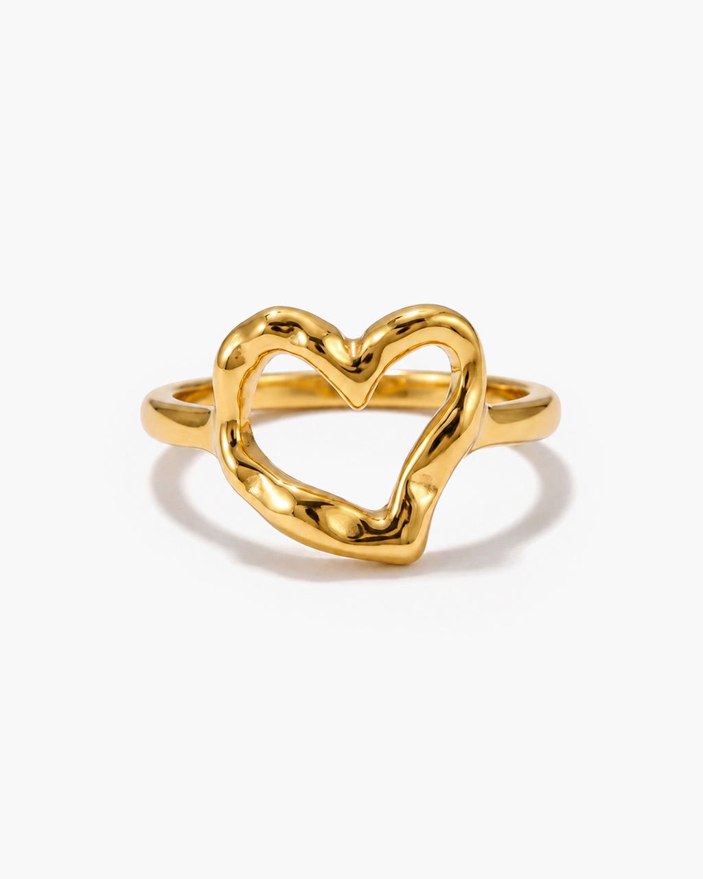 Organic Open Heart Stacking Band Waterproof Gold Ring