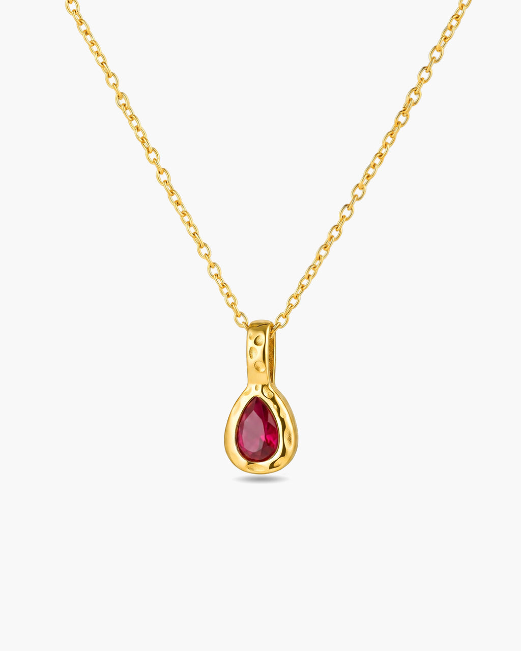 Organic Pear Cut Solitaire Waterproof Gold Necklace