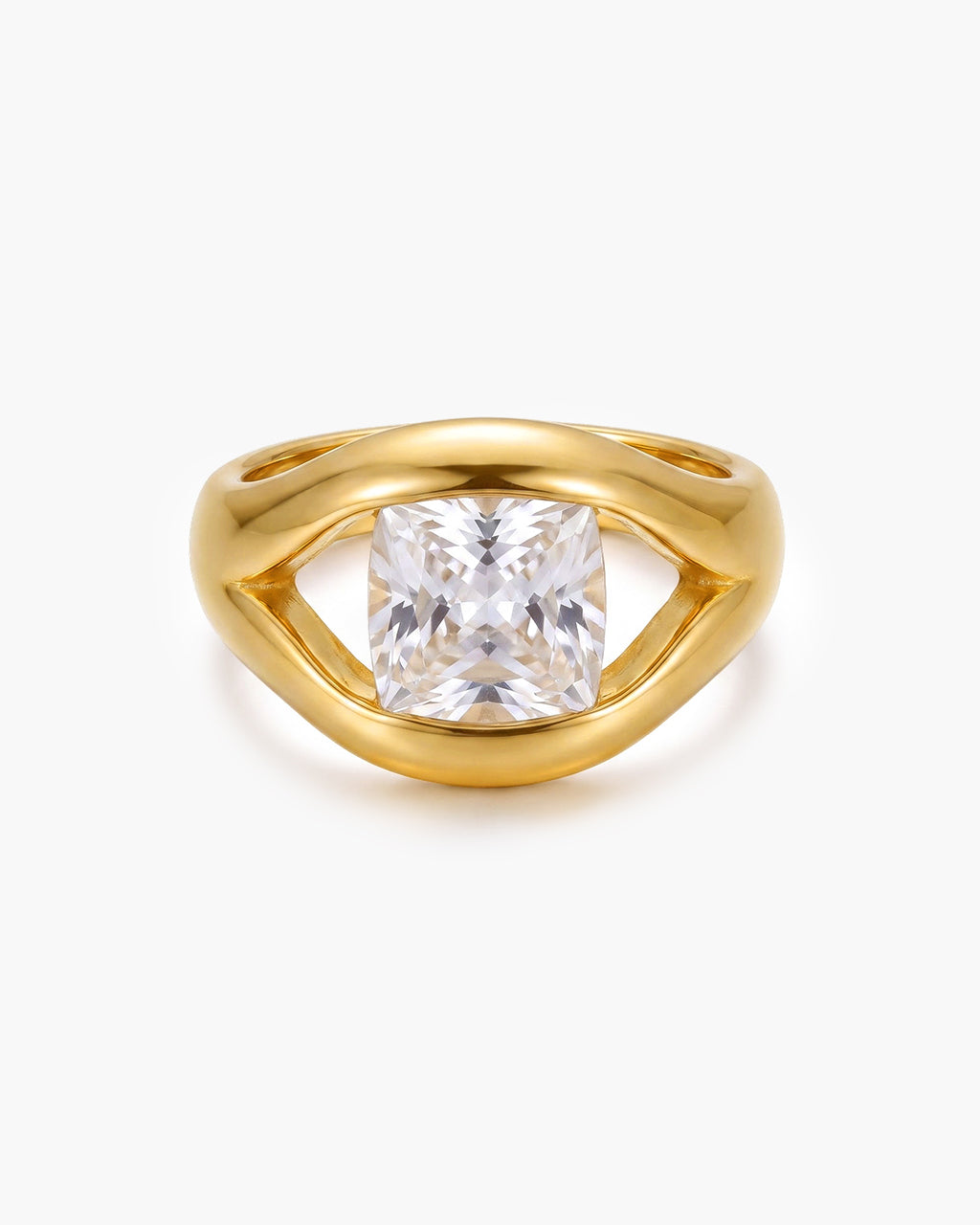 Organic Simulated Diamond Band Waterproof Gold Ring