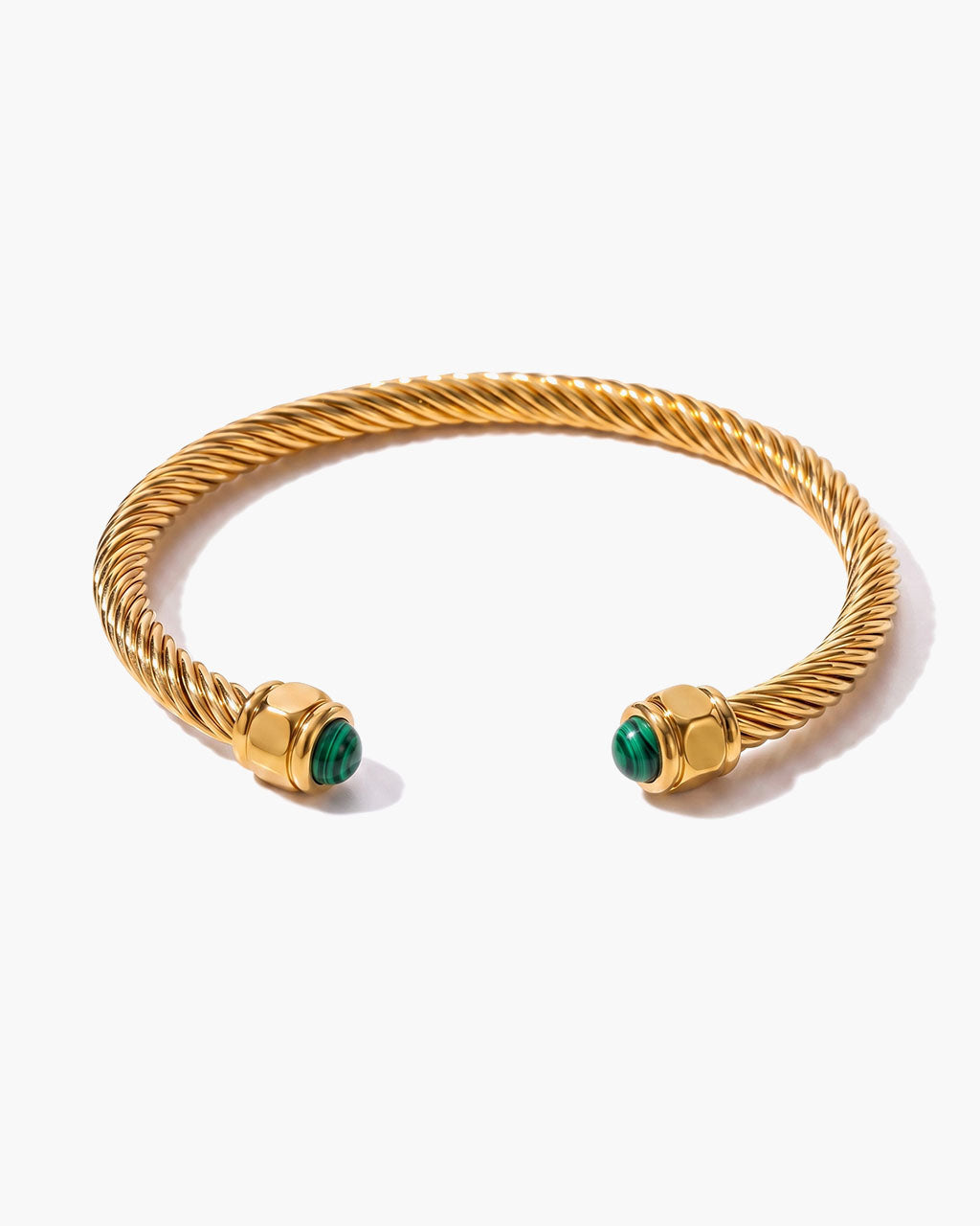 Organic Stone Twisted Cuff Waterproof Gold Bracelet