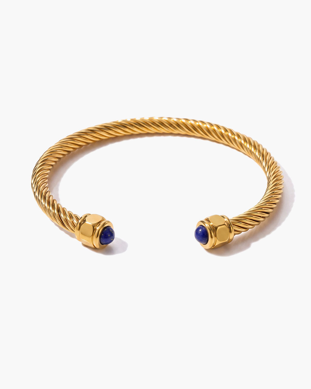 Organic Stone Twisted Cuff Waterproof Gold Bracelet