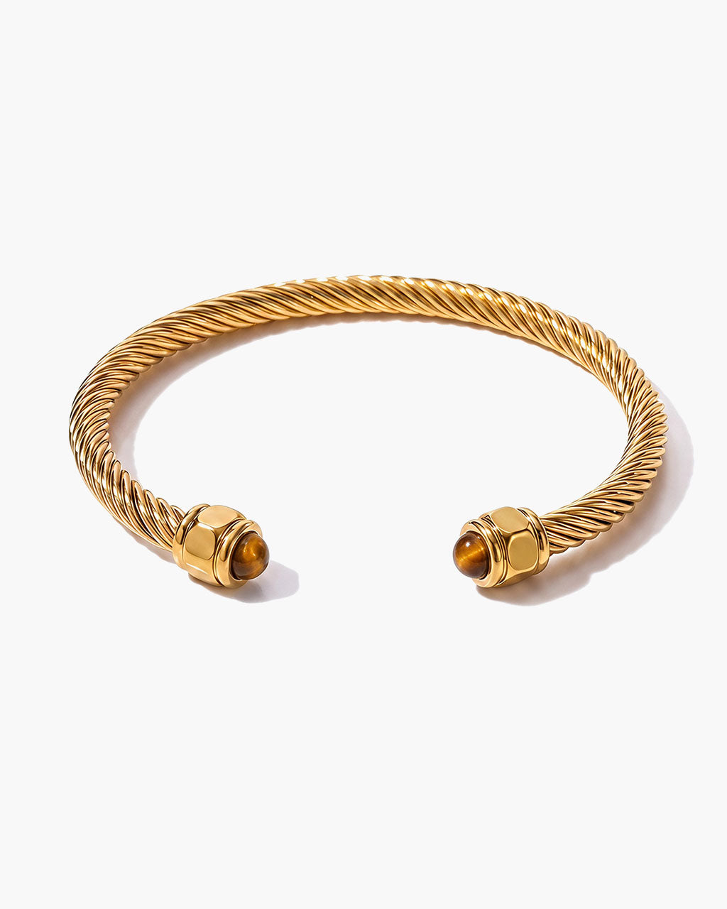 Organic Stone Twisted Cuff Waterproof Gold Bracelet