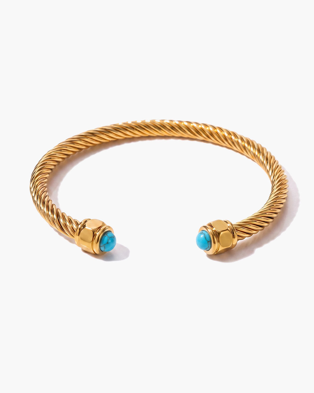 Organic Stone Twisted Cuff Waterproof Gold Bracelet