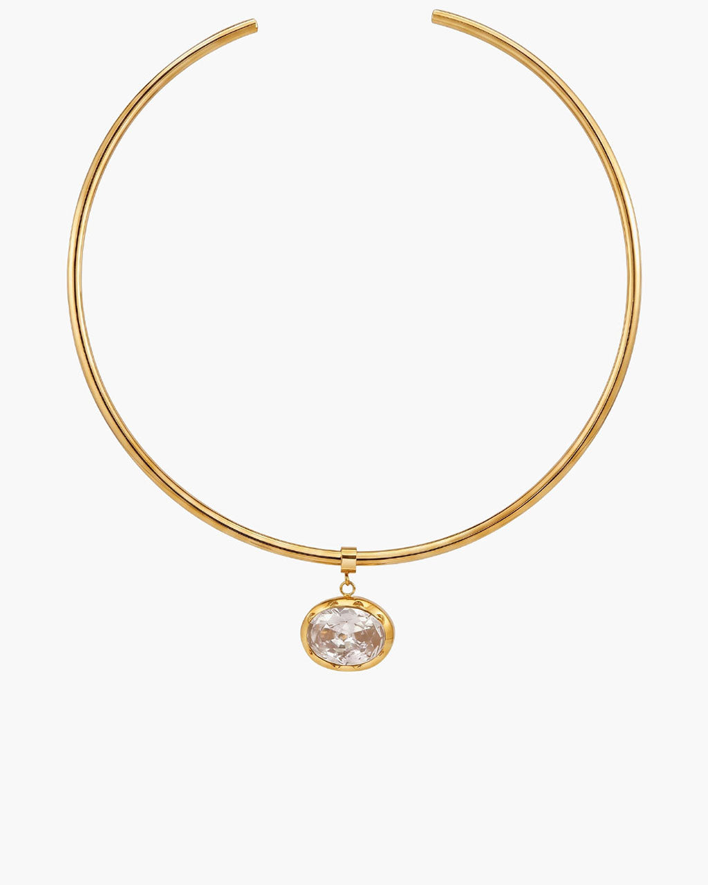 Oval Birthstone Open Cuff Waterproof Gold Necklace