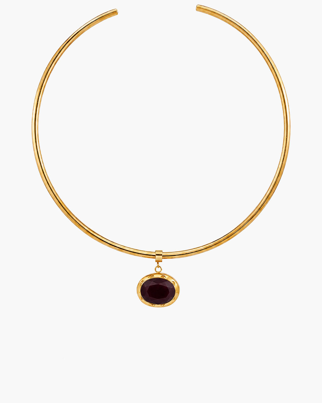Oval Birthstone Open Cuff Waterproof Gold Necklace