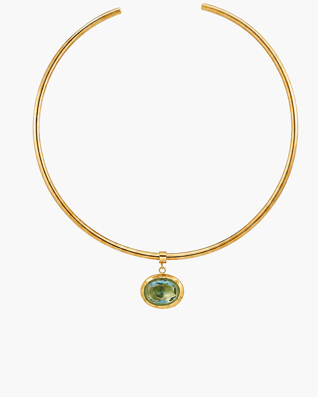 Oval Birthstone Open Cuff Waterproof Gold Necklace