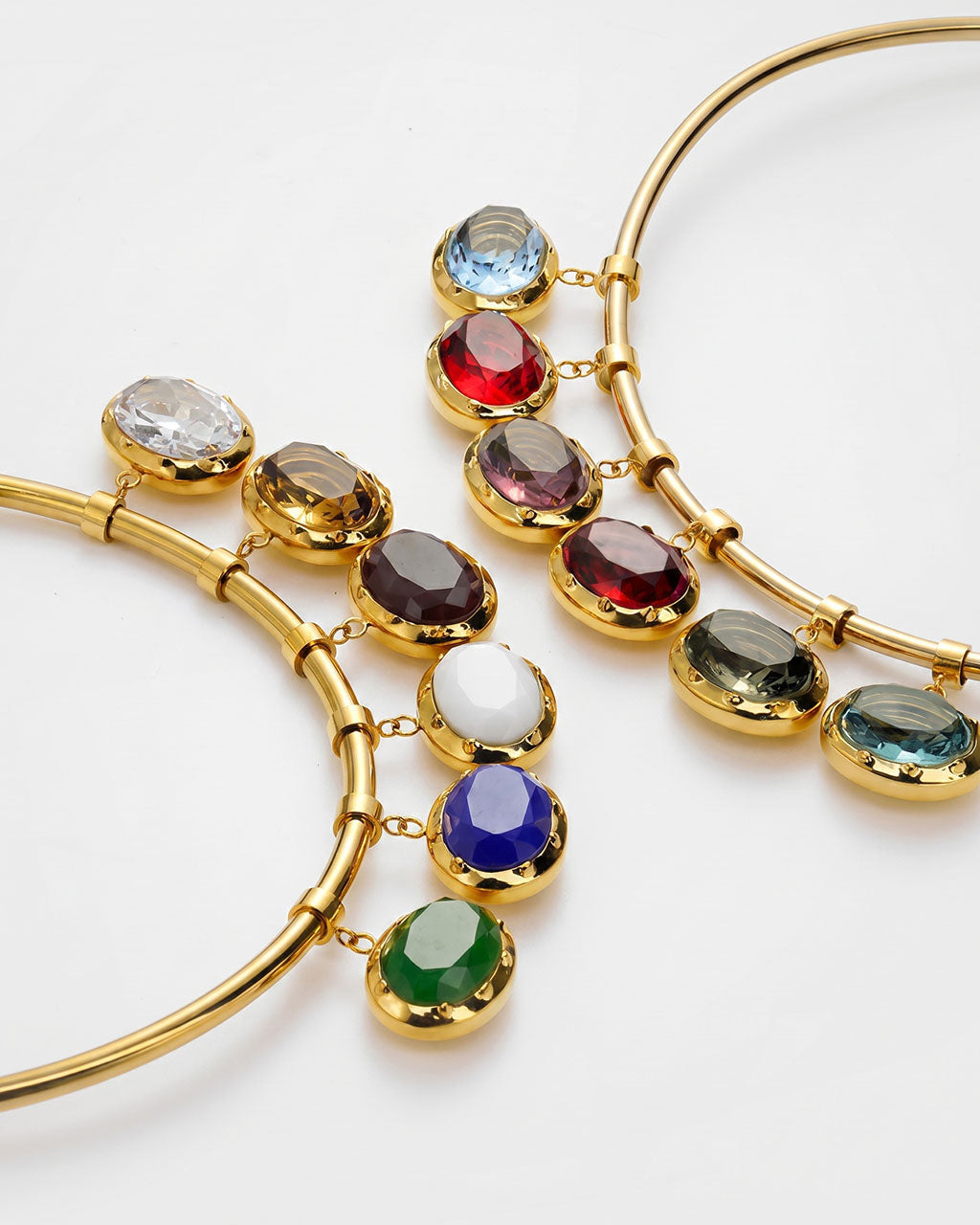 Oval Birthstone Open Cuff Waterproof Gold Necklace