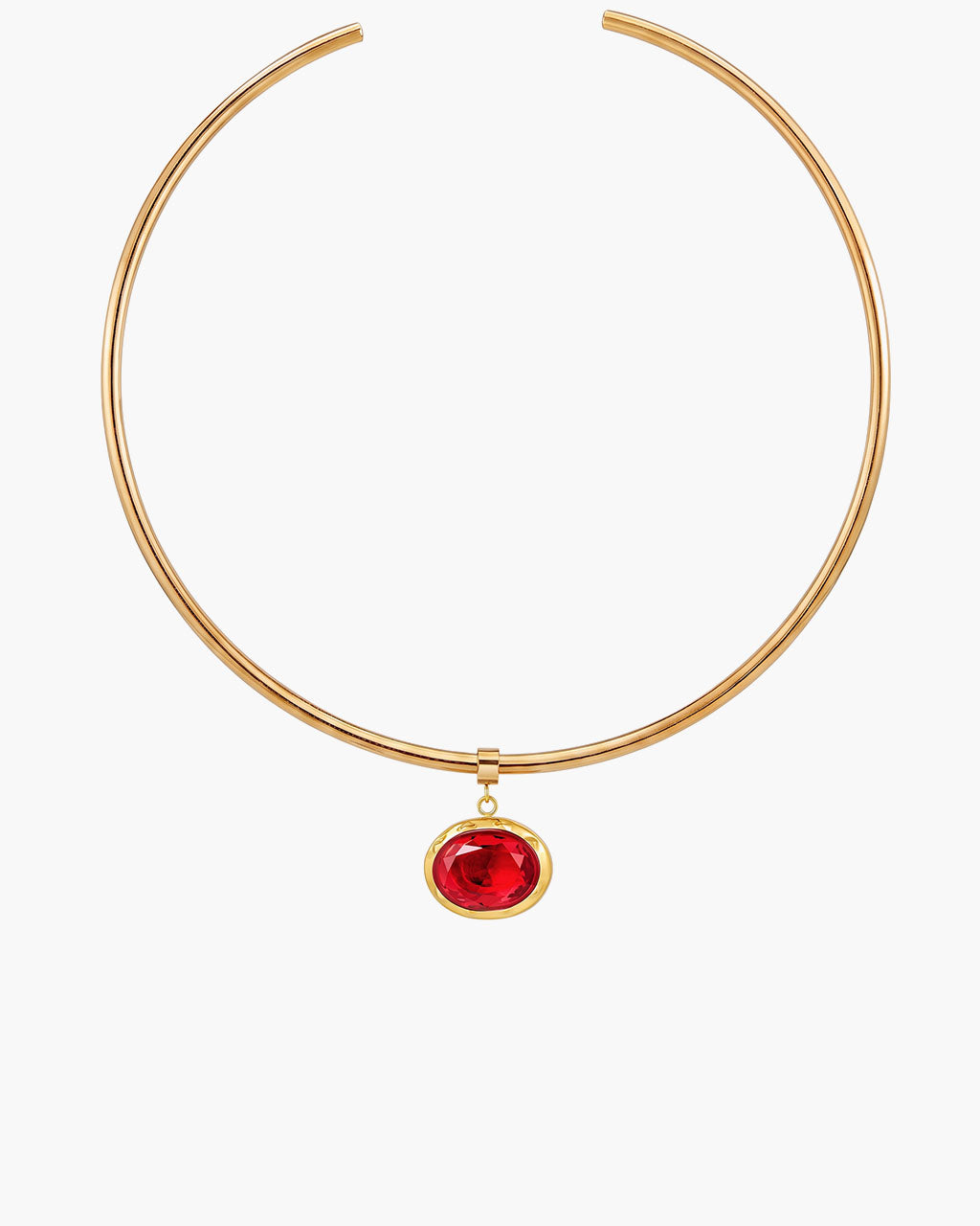 Oval Birthstone Open Cuff Waterproof Gold Necklace