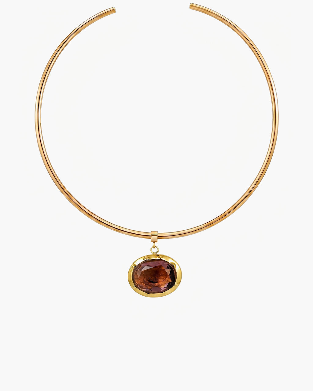 Oval Birthstone Open Cuff Waterproof Gold Necklace