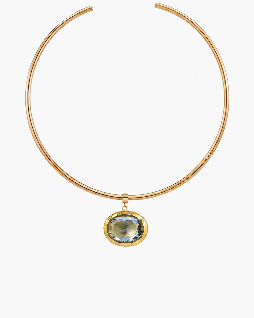 Oval Birthstone Open Cuff Waterproof Gold Necklace
