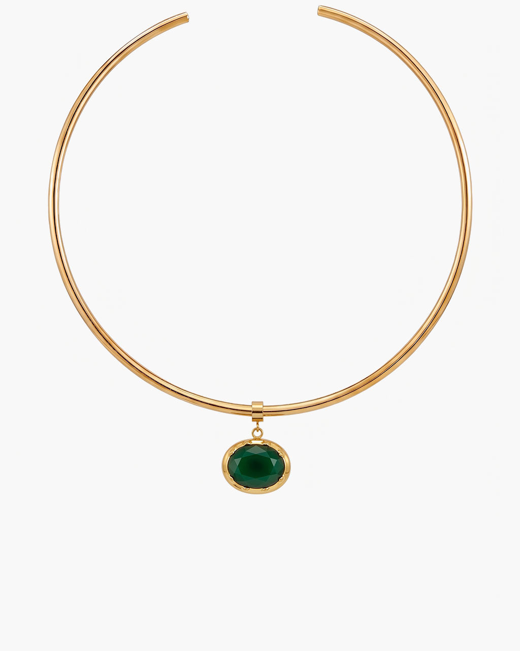 Oval Birthstone Open Cuff Waterproof Gold Necklace