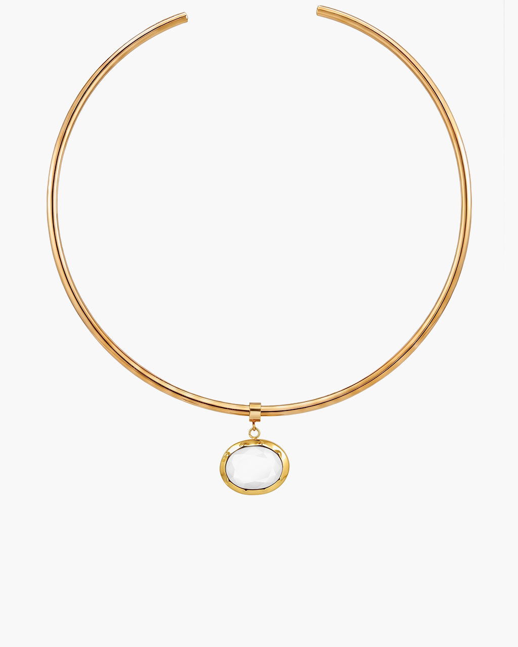 Oval Birthstone Open Cuff Waterproof Gold Necklace