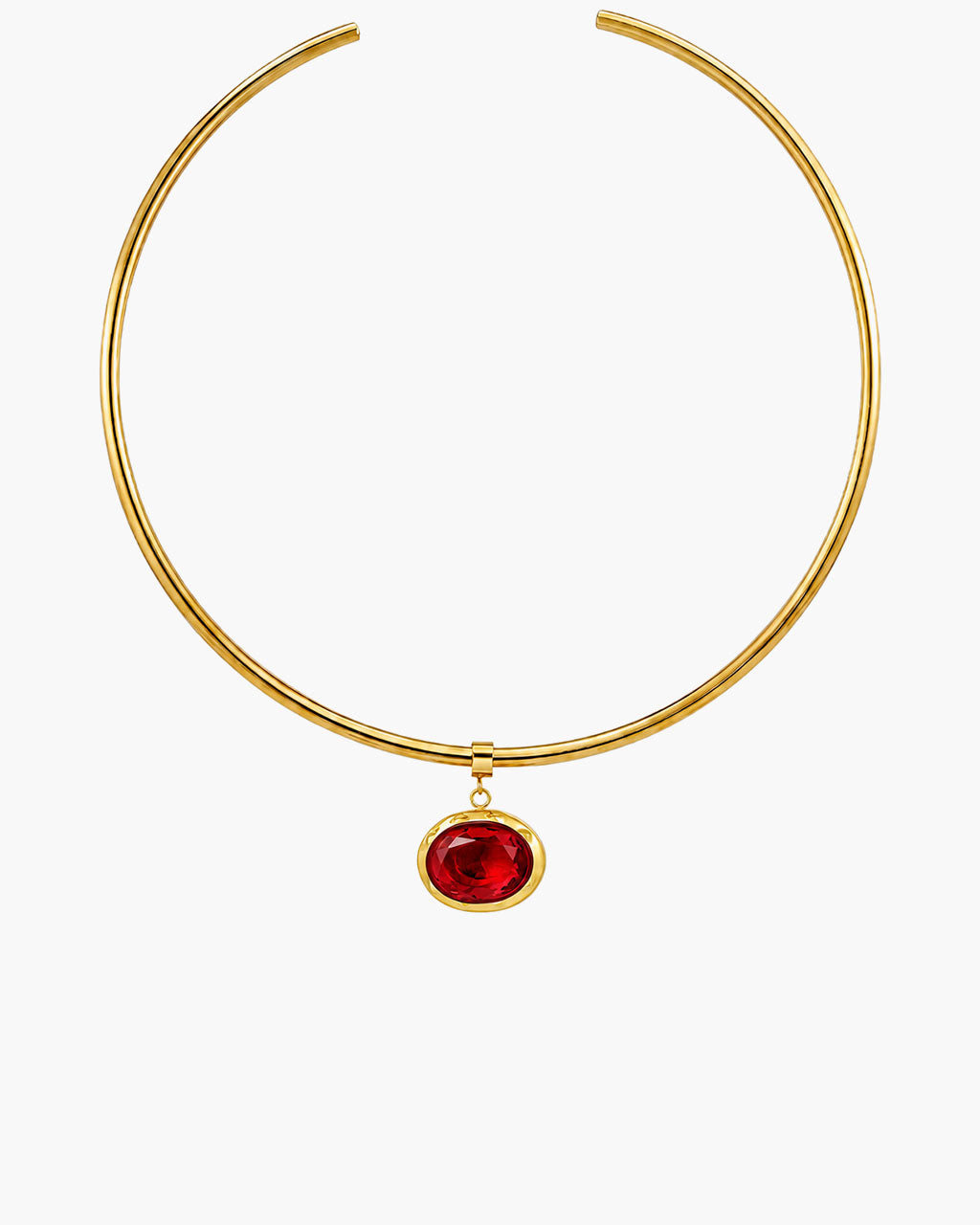 Oval Birthstone Open Cuff Waterproof Gold Necklace