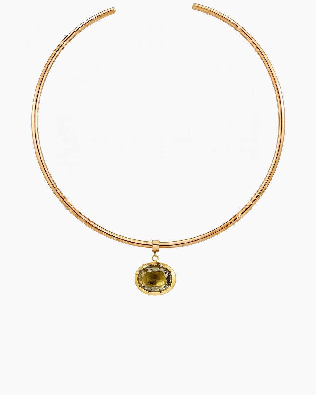 Oval Birthstone Open Cuff Waterproof Gold Necklace