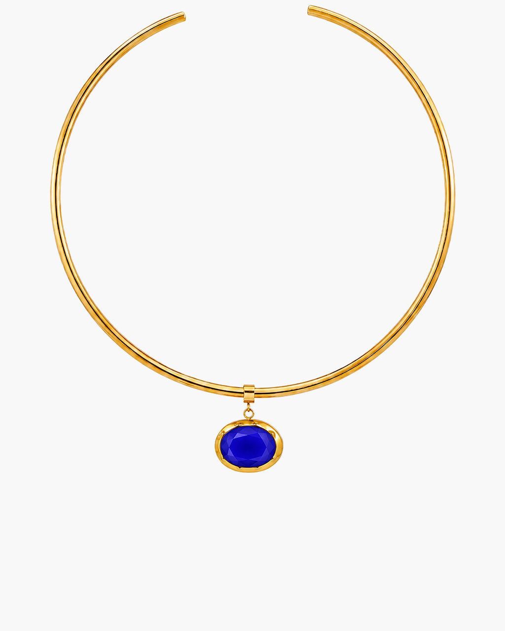 Oval Birthstone Open Cuff Waterproof Gold Necklace