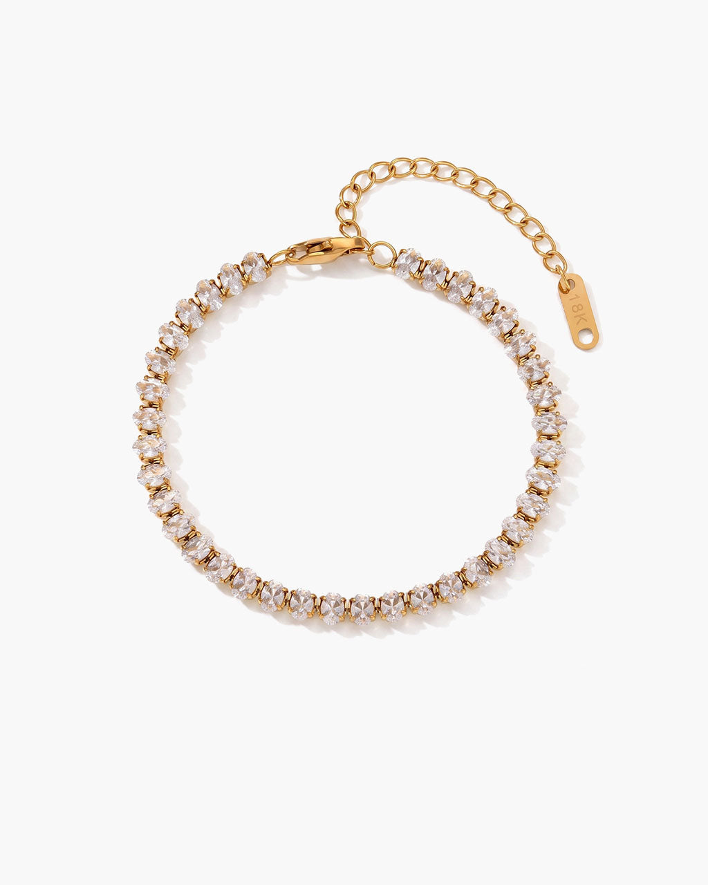 Oval Eternity Waterproof Gold Tennis Bracelet