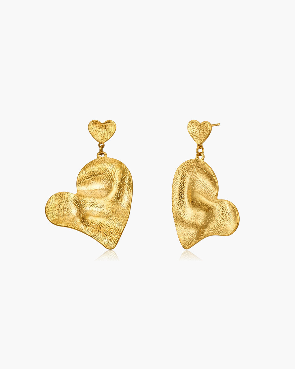 Oversized Double Heart Drop Waterproof Gold Earrings