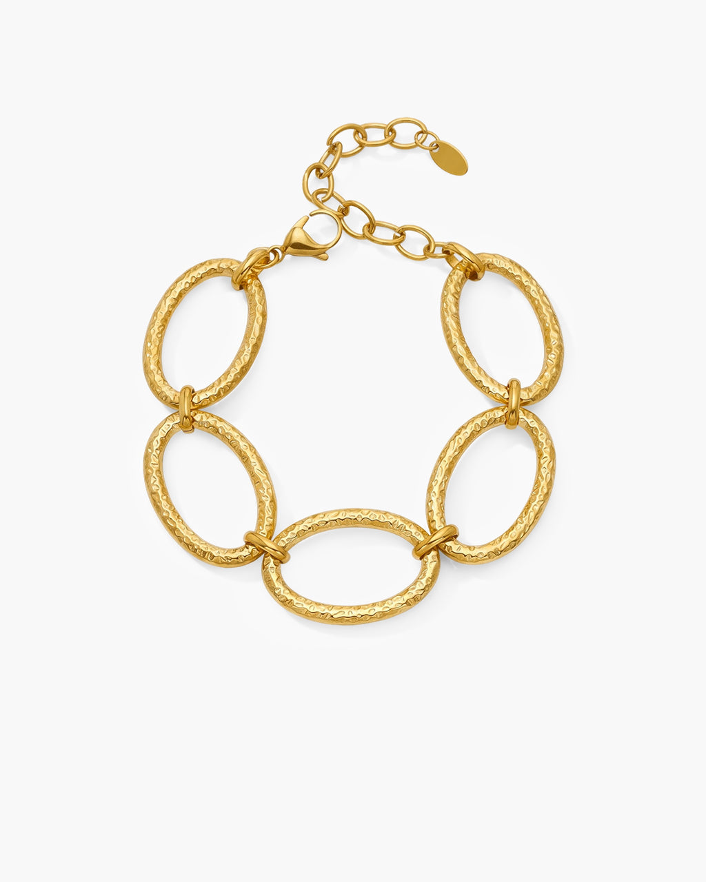 Oversized Hammered Oval Link Waterproof Gold Bracelet